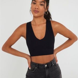 Black Garage Ribbed Crop Top